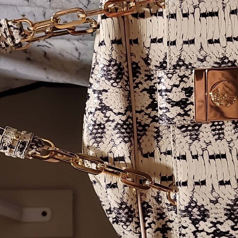 Versace Collection chain handle snake embossed leather shoulder bag